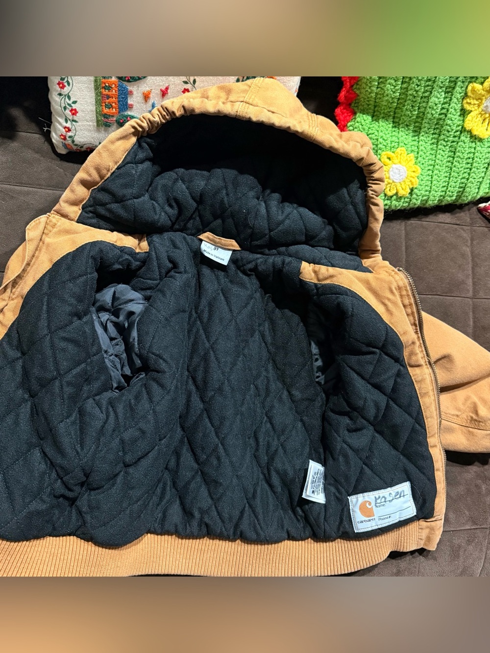 Carhartt Kids Tan Hooded Zip-Front Work Jacket - Picture 5 of 6
